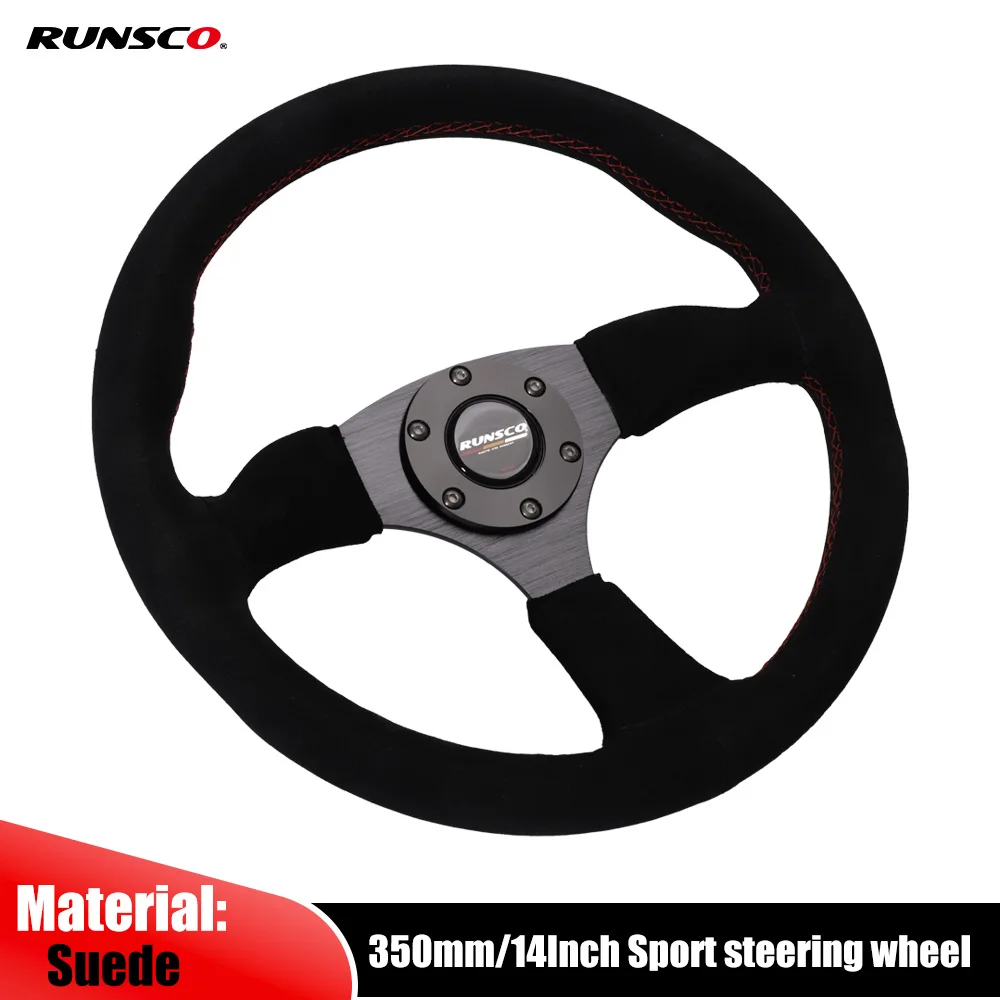 14Inch350mmSportSteeringWheelSuedeLeatherDriftCarRacingGame