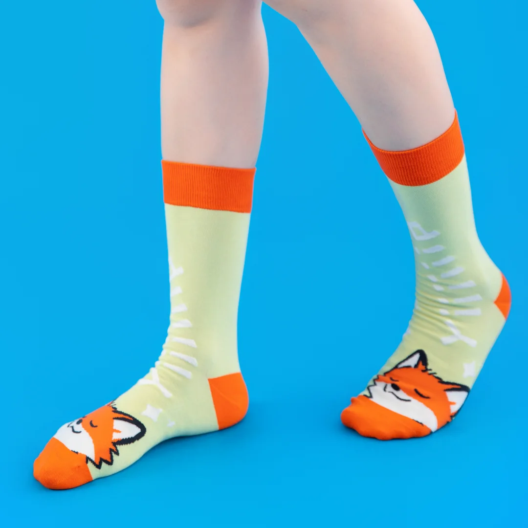 1 Paar stilvolle und bequeme Socken bis zur Mitte der Wade, fröhliches Fuchsmuster, geeignet für alle Jahreszeiten – Detail 8