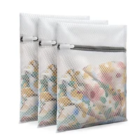 3pcs Zippered Mesh Laundry Bag Polyester Laundry Wash Bags Coarse Net Laundry Basket Laundry Bags for Washing Machines Bra Bag 1