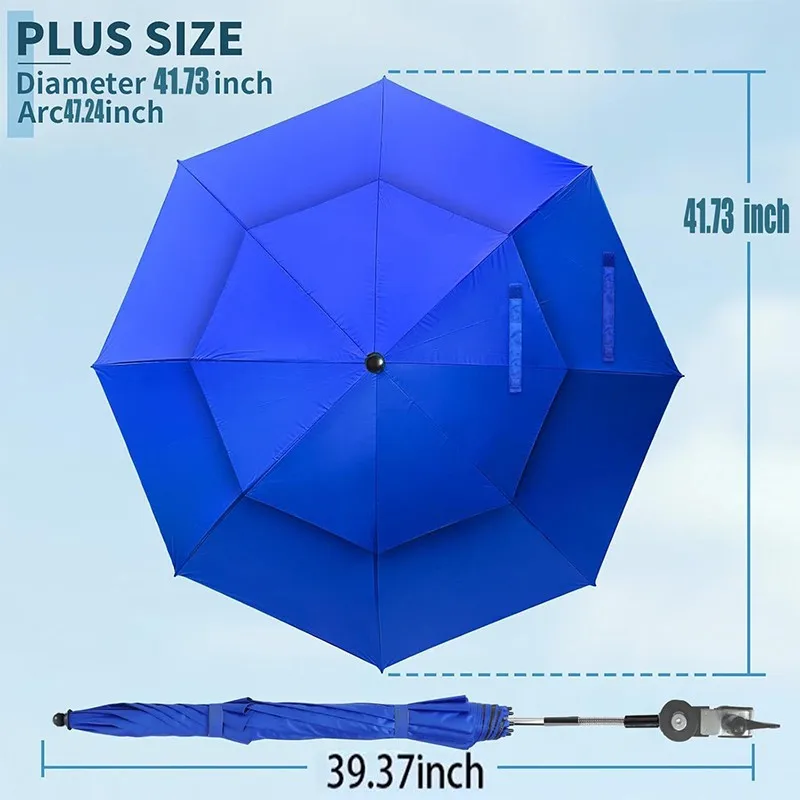 Outdoor UV Protection Sunshade Umbrella with Long Handle and Clip Attachment