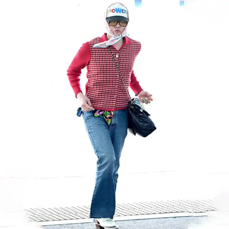 Latest Korean G-Dragon Same Style Power Clothes Red Splicing