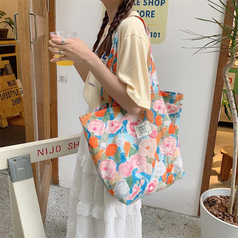 

Youda New Style Fashion Cotton Fabric Shoulder Bag for Women Vintage Floral Handbag Large Casual Capacity Shopper Tote Bags