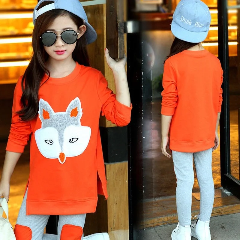 Girls Clothing Set Spring Autumn Jacket + Trousers 2 PCS Children 8 10 11 12 Year