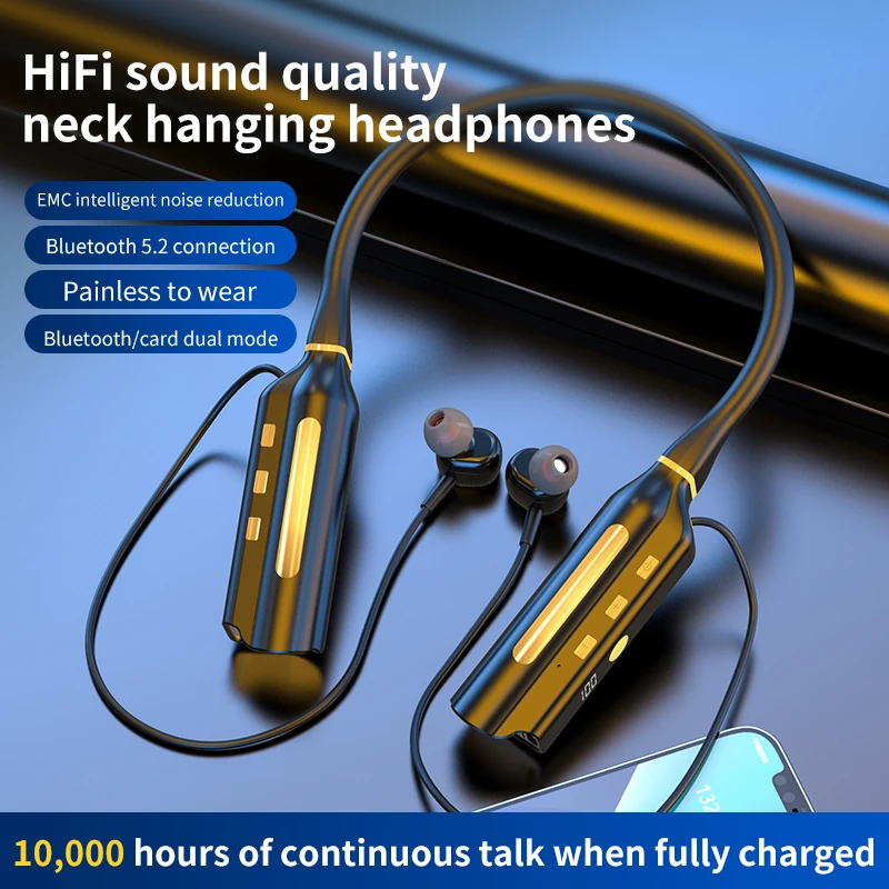 

Беспроводные Bluetooth-наушники, 10000 мАч, 10000 часов воспроизведения, магнитная спортивная Гарнитура для бега, спортивные наушники с шейным ободом, шумоподавление