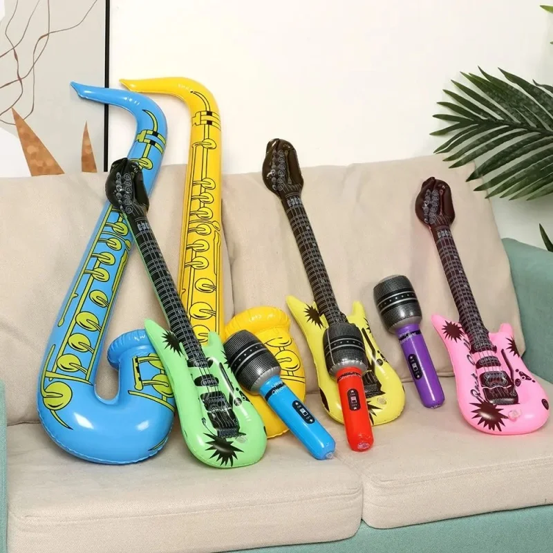 6/24Pcs Inflatable Instruments Toy Music Balloons Set Simulation Instrument Guitars Saxophones Microphones Party Toy Kids Toy 3