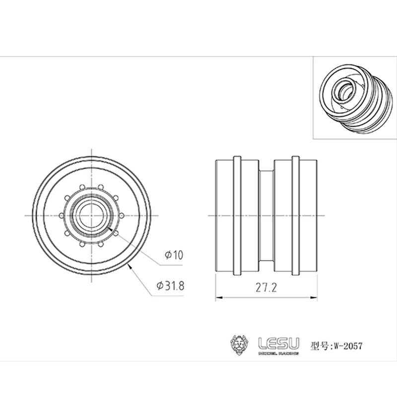 Metall Radnaben Teile Für 1/14 RC LESU Hydraulische Anhänger Lkw A0020 A0005 DIY Tamiyaya Outdoor Spielzeug TH16937 – Detail 1