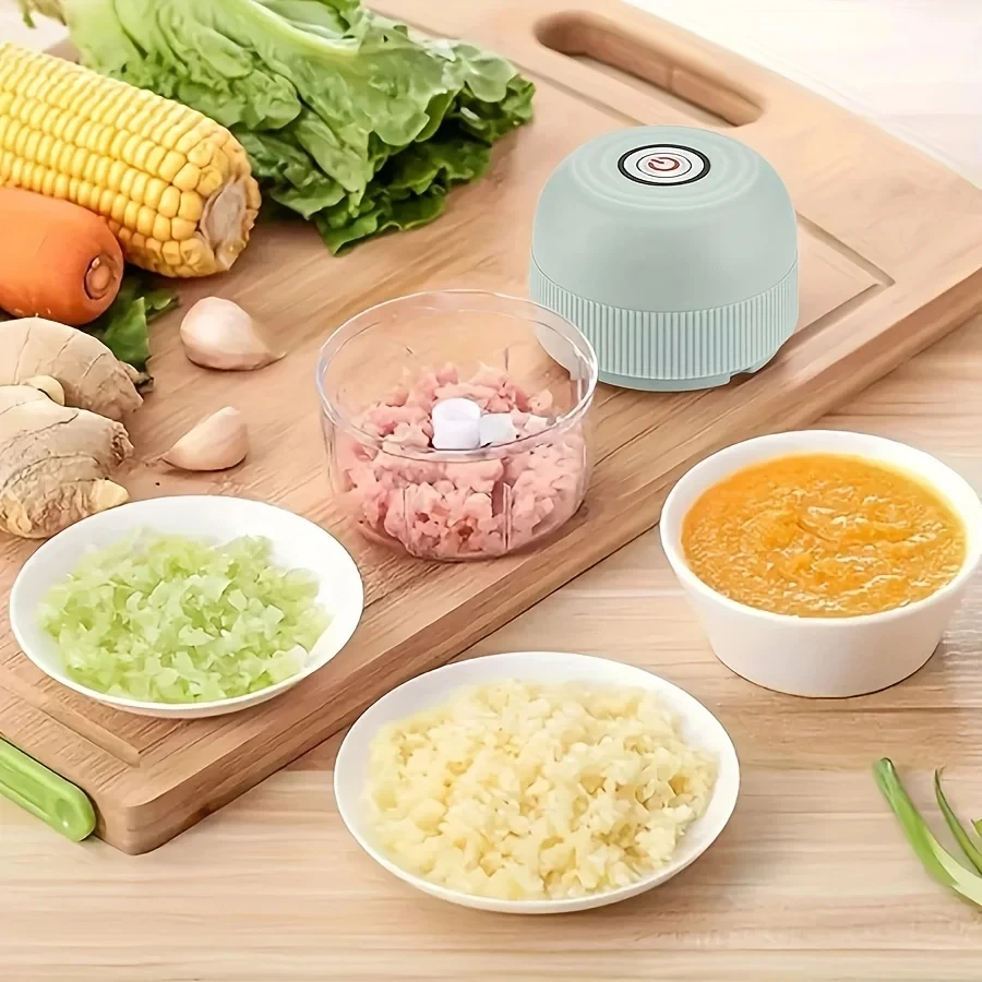 Electric Garlic Grinder 260ML Portable Mini Rechargeable Meat Grinder Vegetable and Fruit Blender Household Kitchen Tool Grinder 5