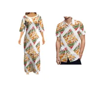 New Design Custom Polynesian Samoan Tribal Tapa Puletasi Tatau Pattern Maxi Dress Round Neck Two Piece Set Top Skirts Outfits - Image 2