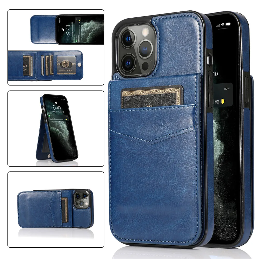 Elegant Leather Stand Wallet Case - Premium Shockproof Fashion Cover