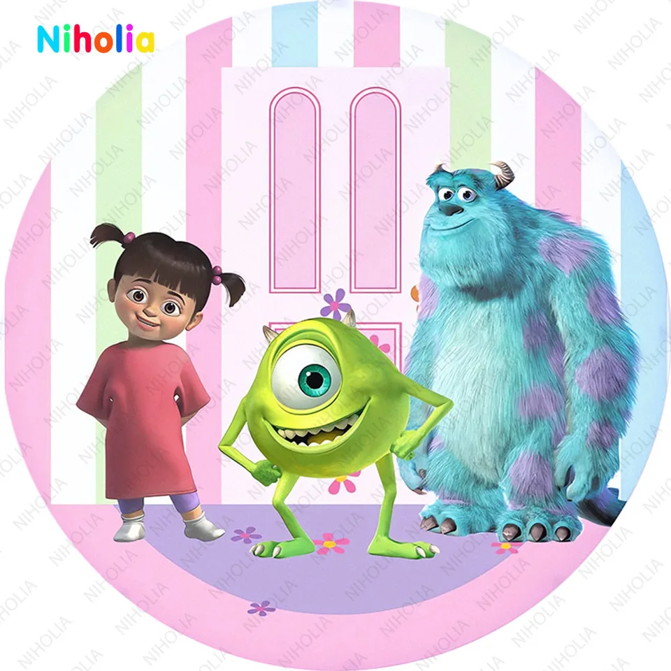 Monsters University Round Background Girl Boo Blue Elastic Backdrop Mike  Wazowski James P. Sullivan Door Custom Studio Photo - AliExpress, image size:960x960