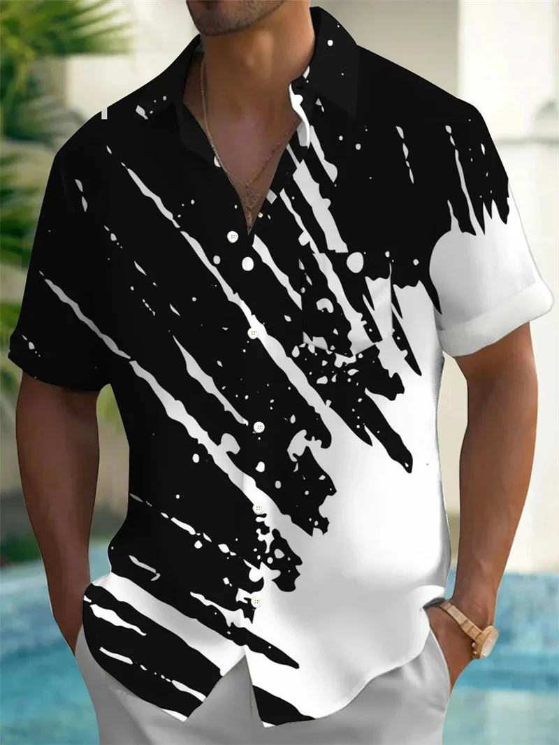 Hawaii men's casual outdoor beach fashion new short sleeve shirt men's tops European size soft and comfortable