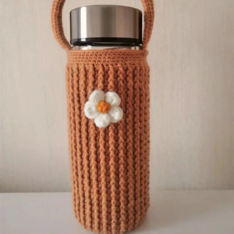 2pc/sHandwoven water cup cover with exquisite and cute patterns to prevent scalding, falling, and insulation cup protective