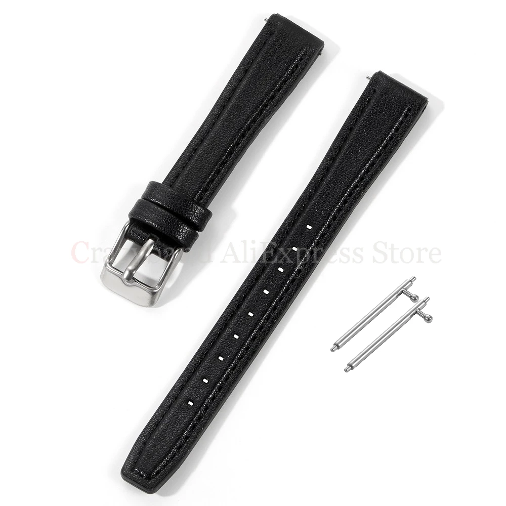Elegant Thin Cowhide Leather and Silicone Watch Strap - Slim Women's Bracelet