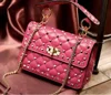 2024 New Fashion Women Sheepskin Leather Rivet Handbags Chain Bag Designer Shoulder Bags Luxury Woman Messenger Bags 1