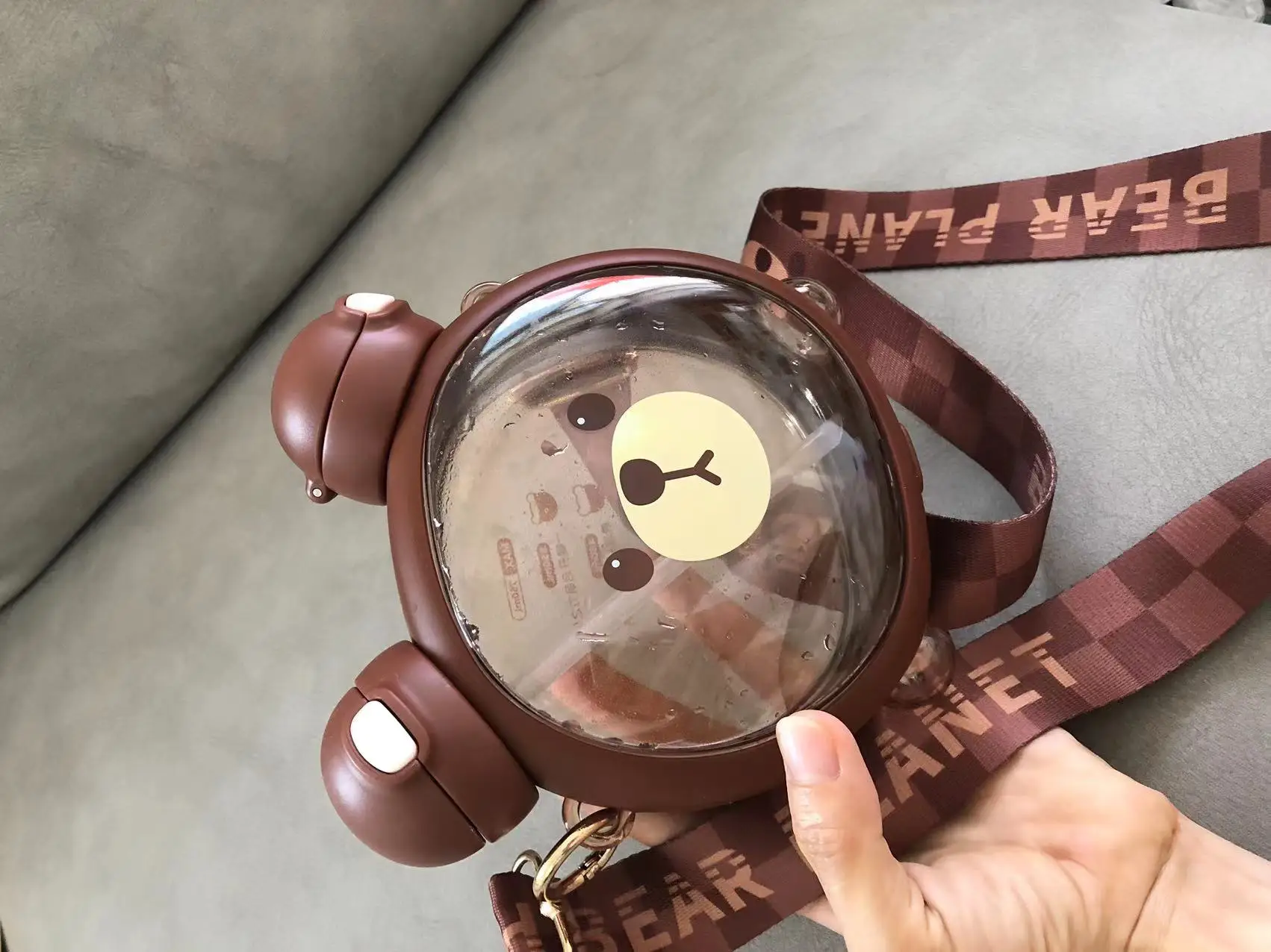 Cute Cartoon Bear Water Cup Straw Type Direct Drinking Bottle With Straw Travel Mug Kawaii Kids Tumbler Sport Drink Kettle 750Ml