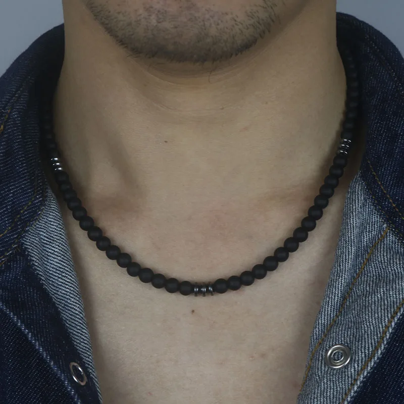 Lava Stone Necklace For Men 6mm