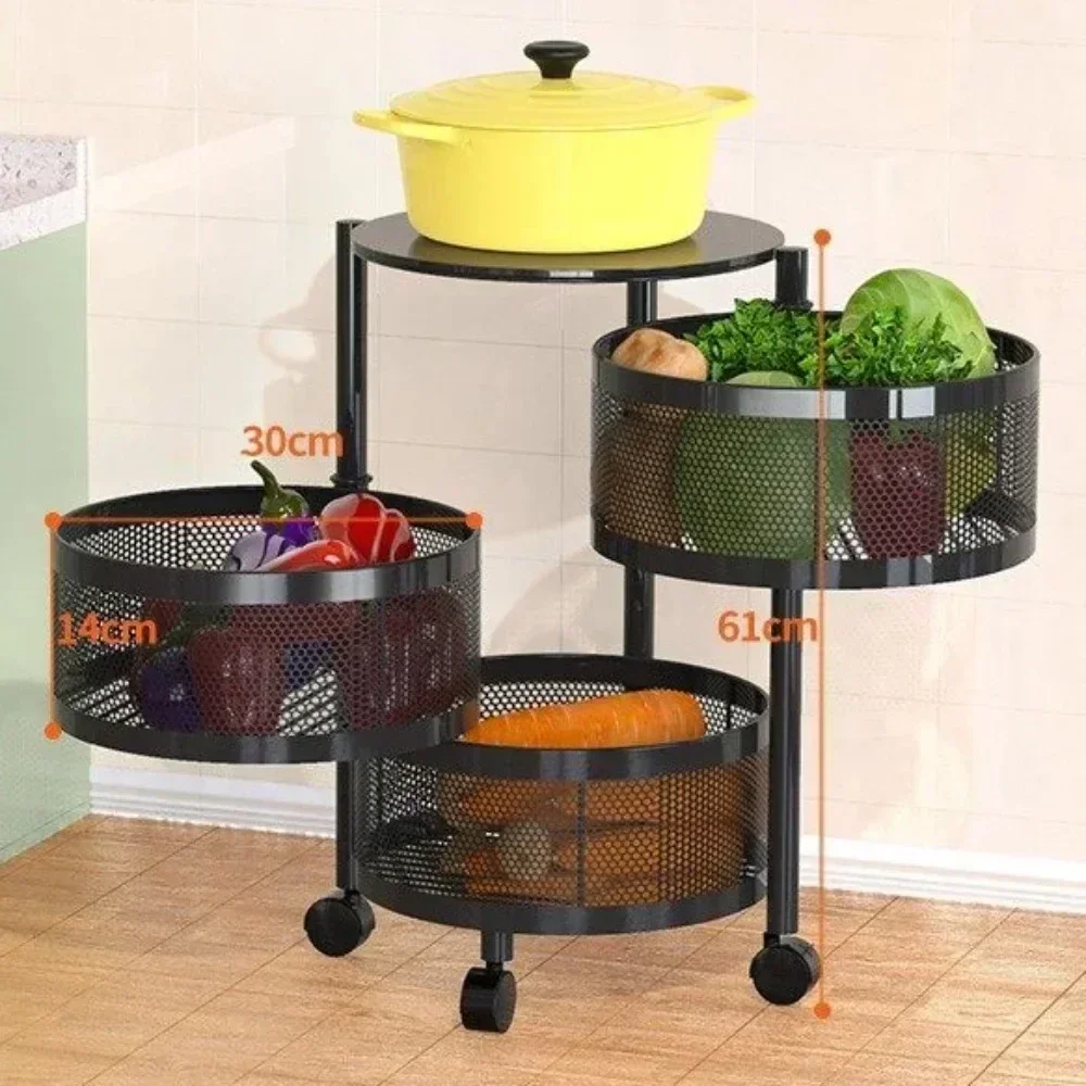 Circular Kitchen Storage Rack Multi-Layer Vegetable Basket Round Kitchen Rotating Storage Rack Circular