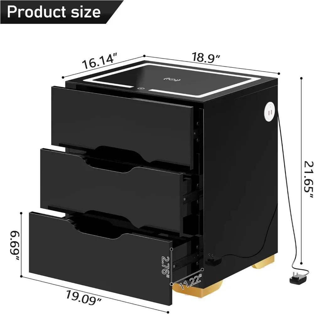 Nightstand with Wireless Charging Station & USB Charging, Smart Bedside Table with Adjustable LED Lights, End Table Organizer 2