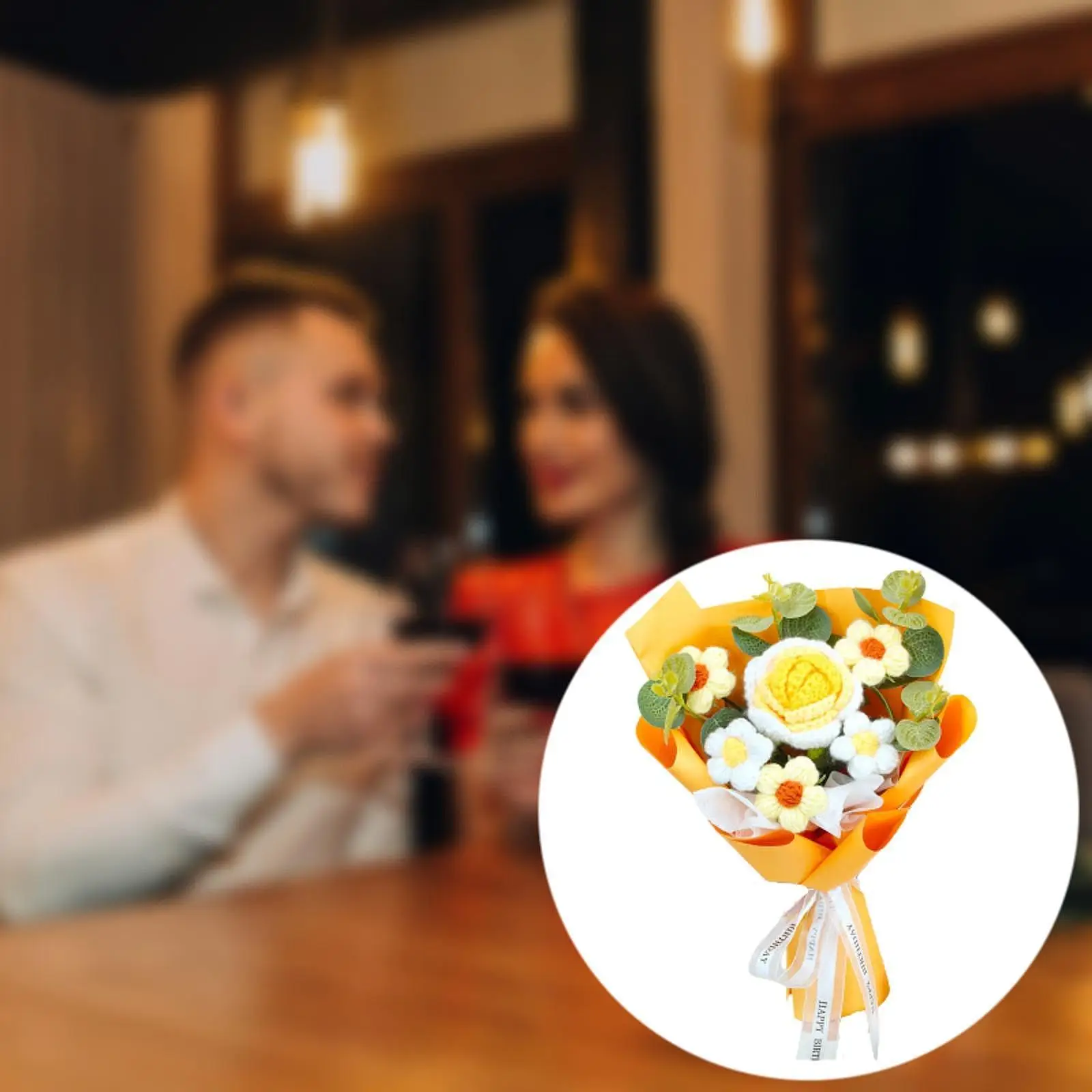 30cm Crochet Flower Bouquet Christmas Decoration Valentine's Day Eternal Blessing Versatile