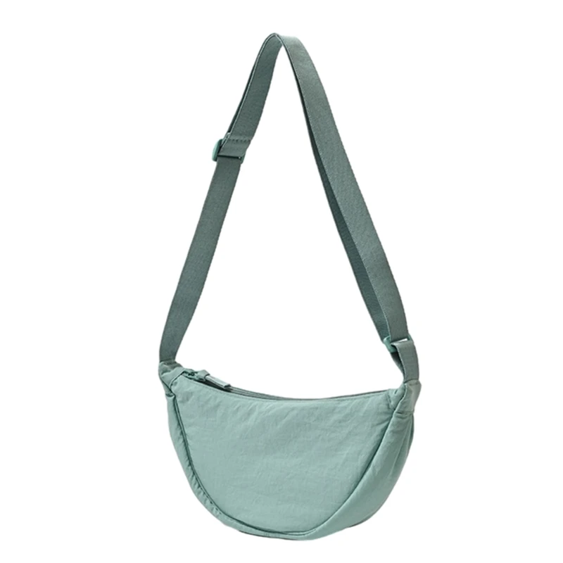 Borsa A Mezzaluna In Nylon – Grande Capacità, Tracolla Regolabile, Unisex, Per Uso Quotidiano, Tinta Unita