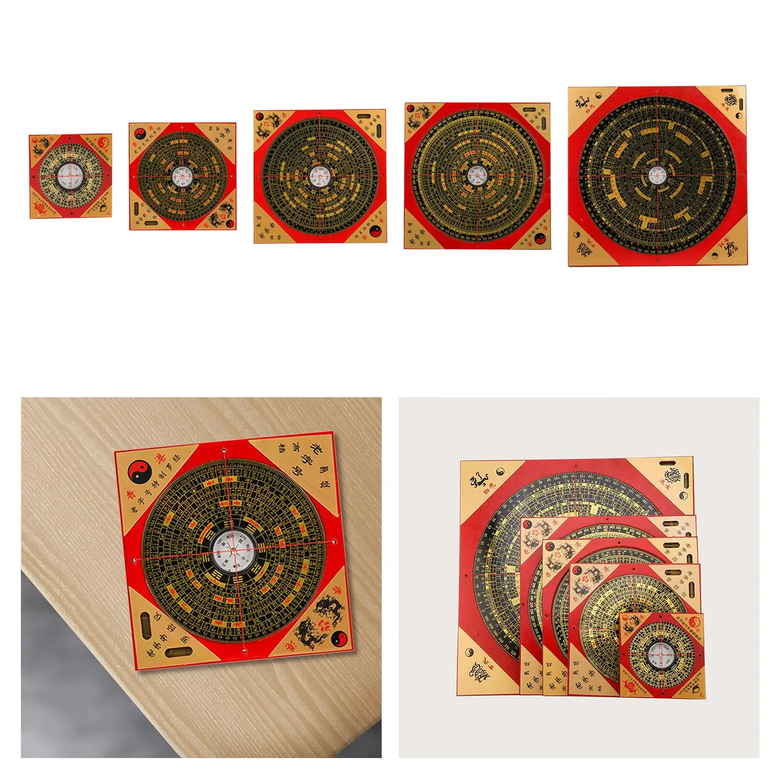 Feng Shui Compass Luo Pan Home Decor Ornament Wood Ancient Chinese Compass for Climbing Backpacking Camping Outdoor Activities
