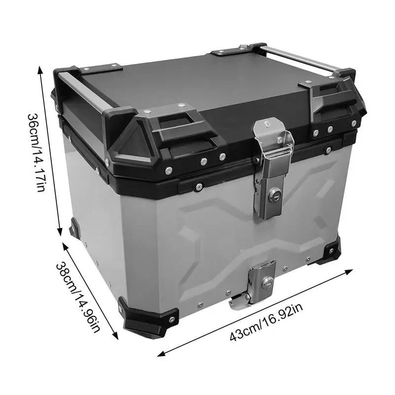 Large Motorcycle Trunk 45L Aluminum Motorcycle Trunk Box For Travel Universal Motorcycle Tail Box Reusable Trunk Tour Storage