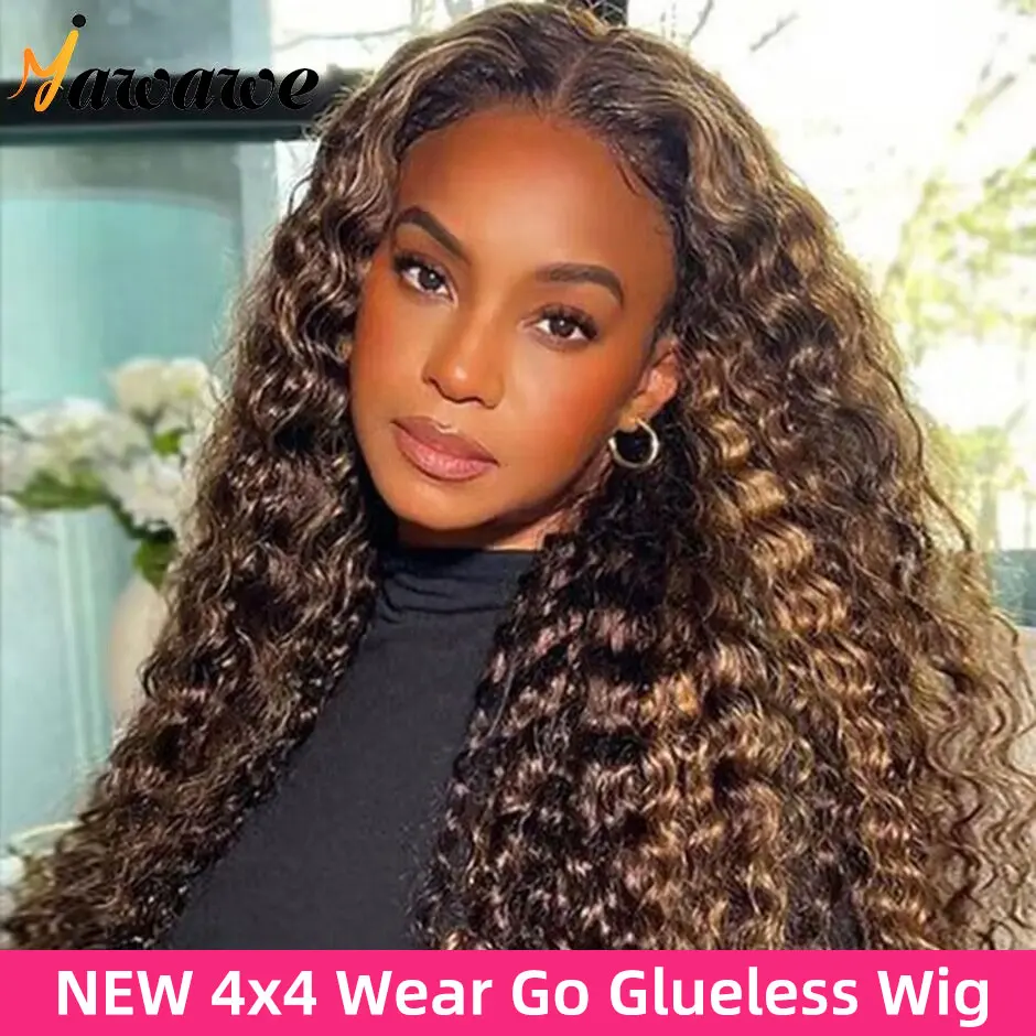 Wear Go Glueless Wig Water wave 4x4 HD Lace Closure Glueless Human Hair Wigs Ready To Wear Pre Cut Pre plucked Yawawe hair