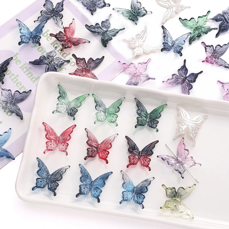 20Pcs Iridescent Butterfly Beads for Jewelry Making and Crafts