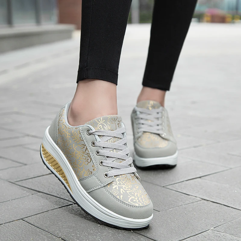 women sports shoes Red Height Increasing Sports Women Sneakers Big 42 Toning Wedge Slimming Fitness Swing Female Platform Dance Shoe