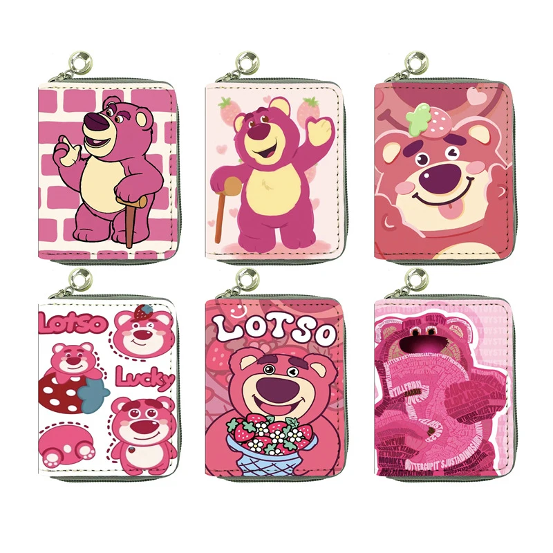 

Disney Lotso Short Wallet for Girls Kawaii Coin Purse Anime Figures Cartoon Card Holder Student Fashion Money Clip Birthday Gift