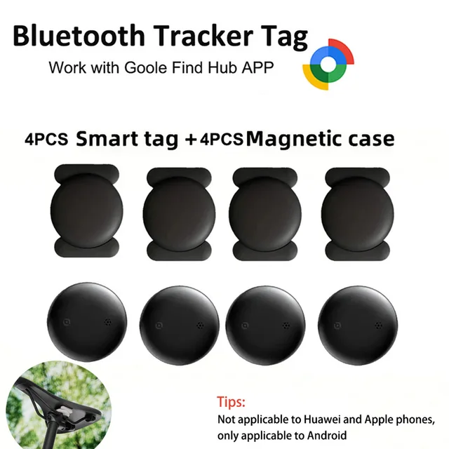Air Tags-Android Smart Tag, Bluetooth Tracker with Magnetic protective case,work with Google's Find My Device App for Bicycle