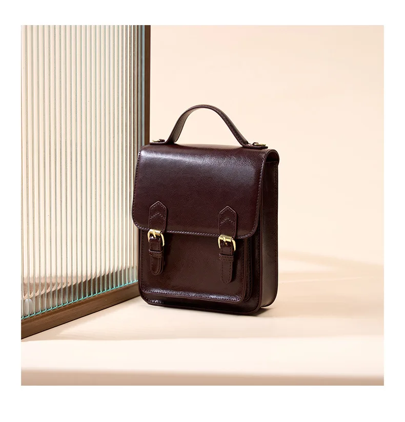 

Summer New Cowhide Bag British Style Women's Bag New 2023 Crossbody Backpack Versatile College Style Backpack