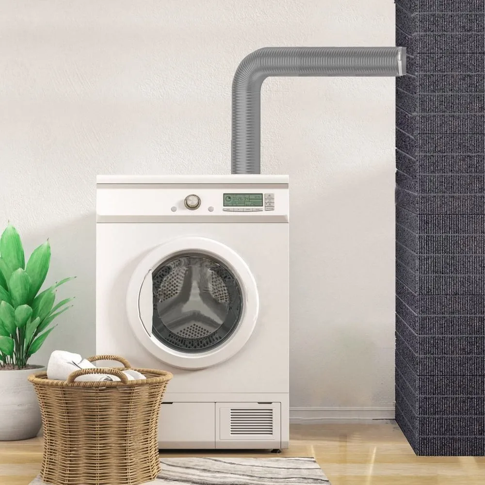 Professioneller 4-Zoll-Trockner-Entlüftungsschlauch mit 2 Edelstahlklemmen, grauer Luftkanälen, robustes, flexibles Auspuffrohr für die Küche – Detail 12