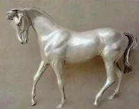 Antiques Tibet Silver Horse Statue Bronze Smooth sailing~Wish U Wealth 1