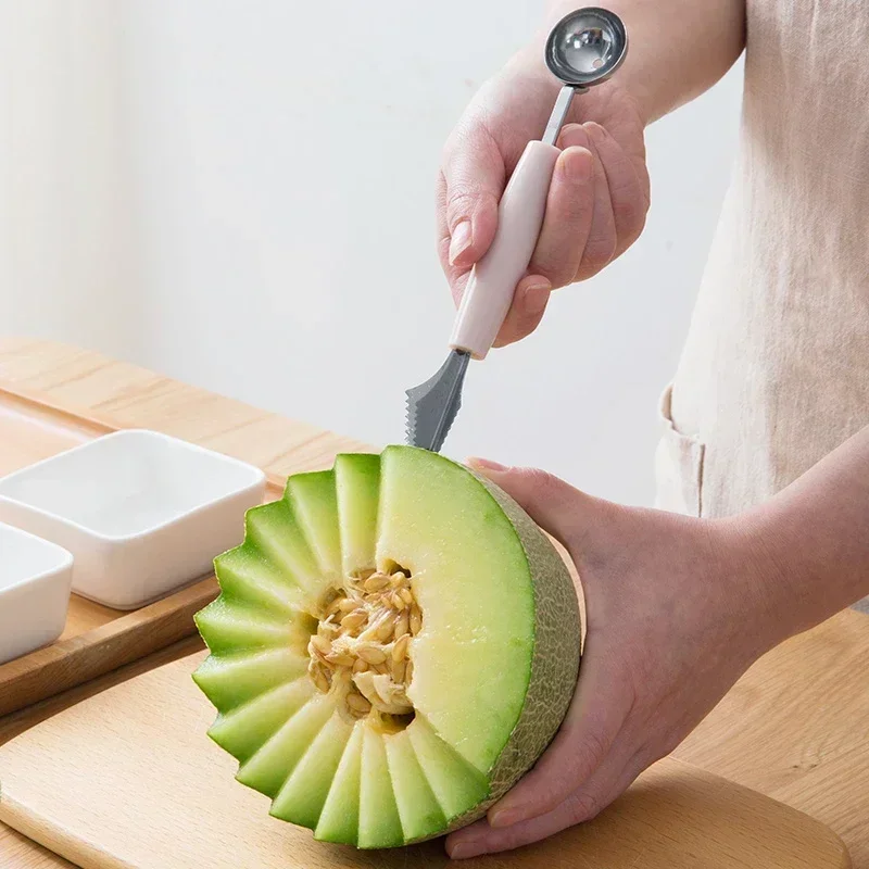 Multi Function Fruit Carving Knife Watermelon Baller Ice Cream Dig Ball Scoop Spoon Kitchen DIY Cold Dishes Tools Gadgets melon scoop melon baller