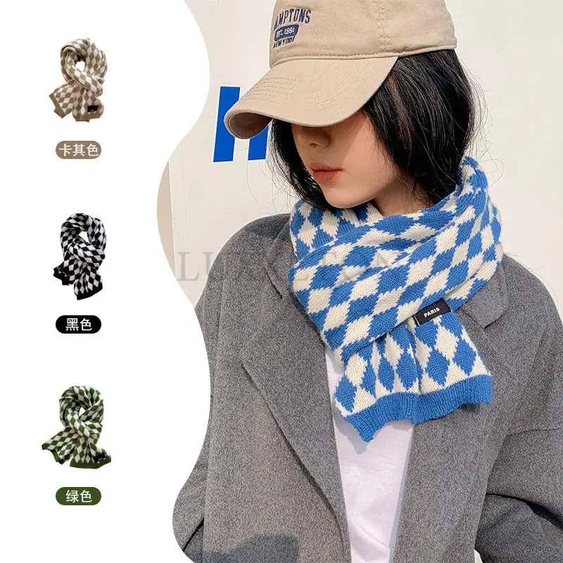 

Зимний шарф Женская шаль Теплый шарф женский клетчатый шарф на шею модный шарф с бахромой женский роскошный синий Новинка 2023