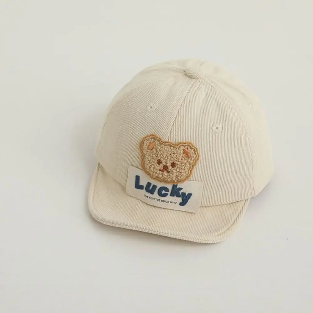 Casual Cartoon Baby Baseball Cap Korean Style Solid Color Bear Baby Hat Soft Brim Peaked Hat Infant Sun Hat Boys