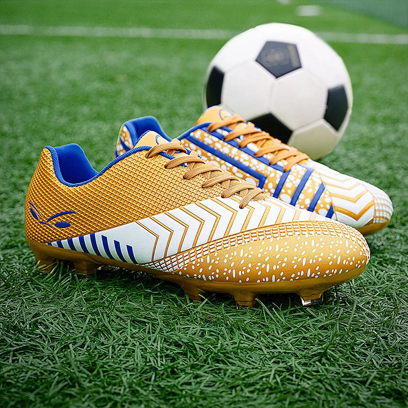 

Hot New Golden Soccer Shoes For Men Kids Soccer Cleats Original Men's Futsal Football Shoes Long spikes Sports Football Boots