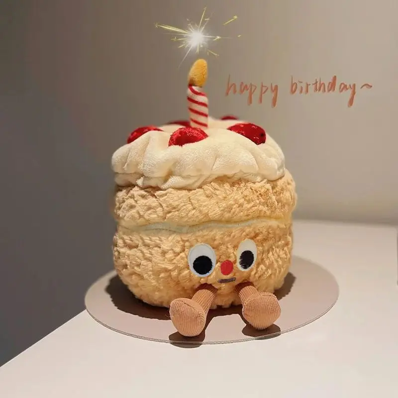 

Funny Christmas Birthday Gift Cake Shaped Doll Girl Plush Toy Singing Pillow