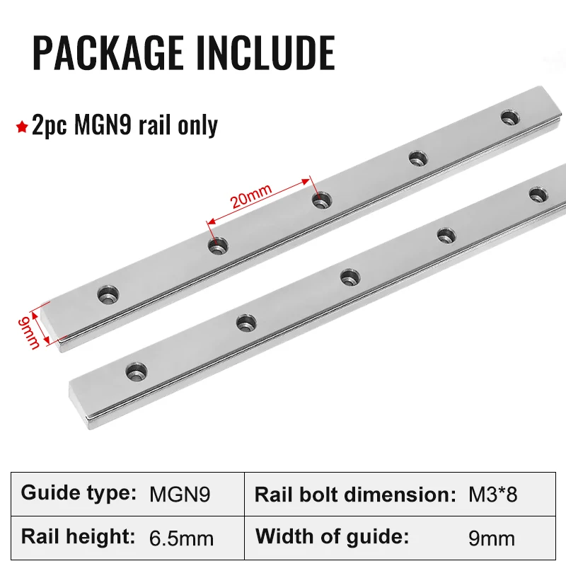 KIRANDY Linear Rail MGN12 MGN15 MGN9 Miniature Linear Rail Slide 2PCS Linear Guide KIRANDY Linear Rail MGN12 MGN15 MGN9 Miniature Linear Rail Slide 2PCS Linear Guide