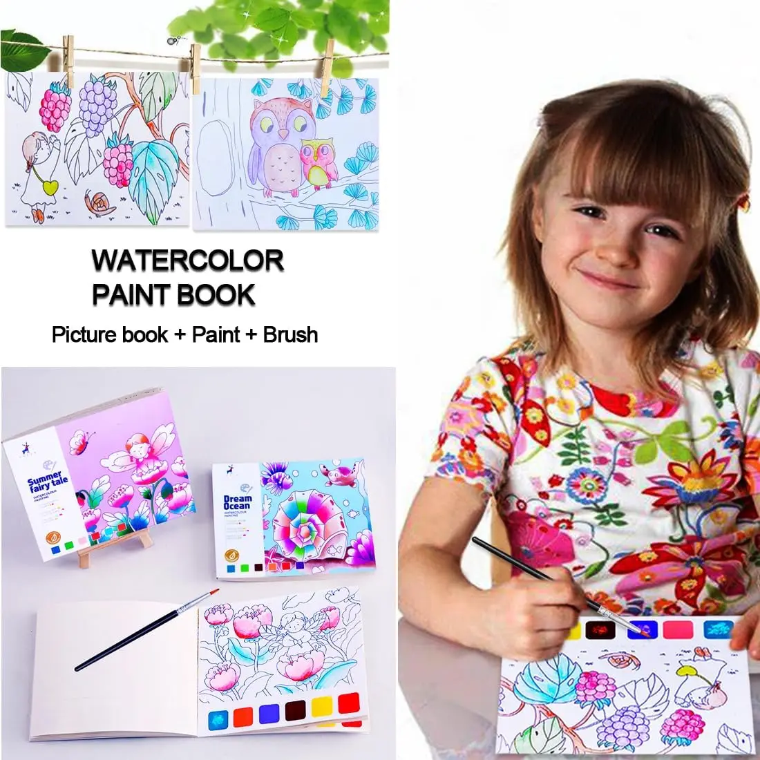 Water Coloring Books for Kids Ages 4-8,Watercolor Coloring Book