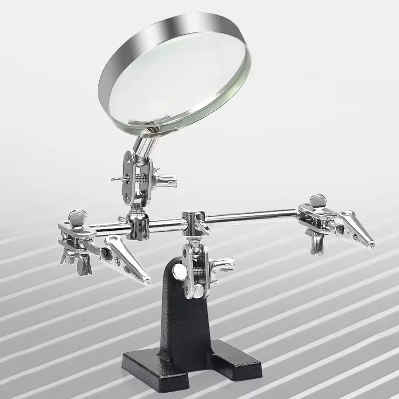 5X Helping Hand Magnifying Glass with Auxiliary Clip 360° Adjustable Soldering Iron Station Stand Third Hand Welding Repair Tool