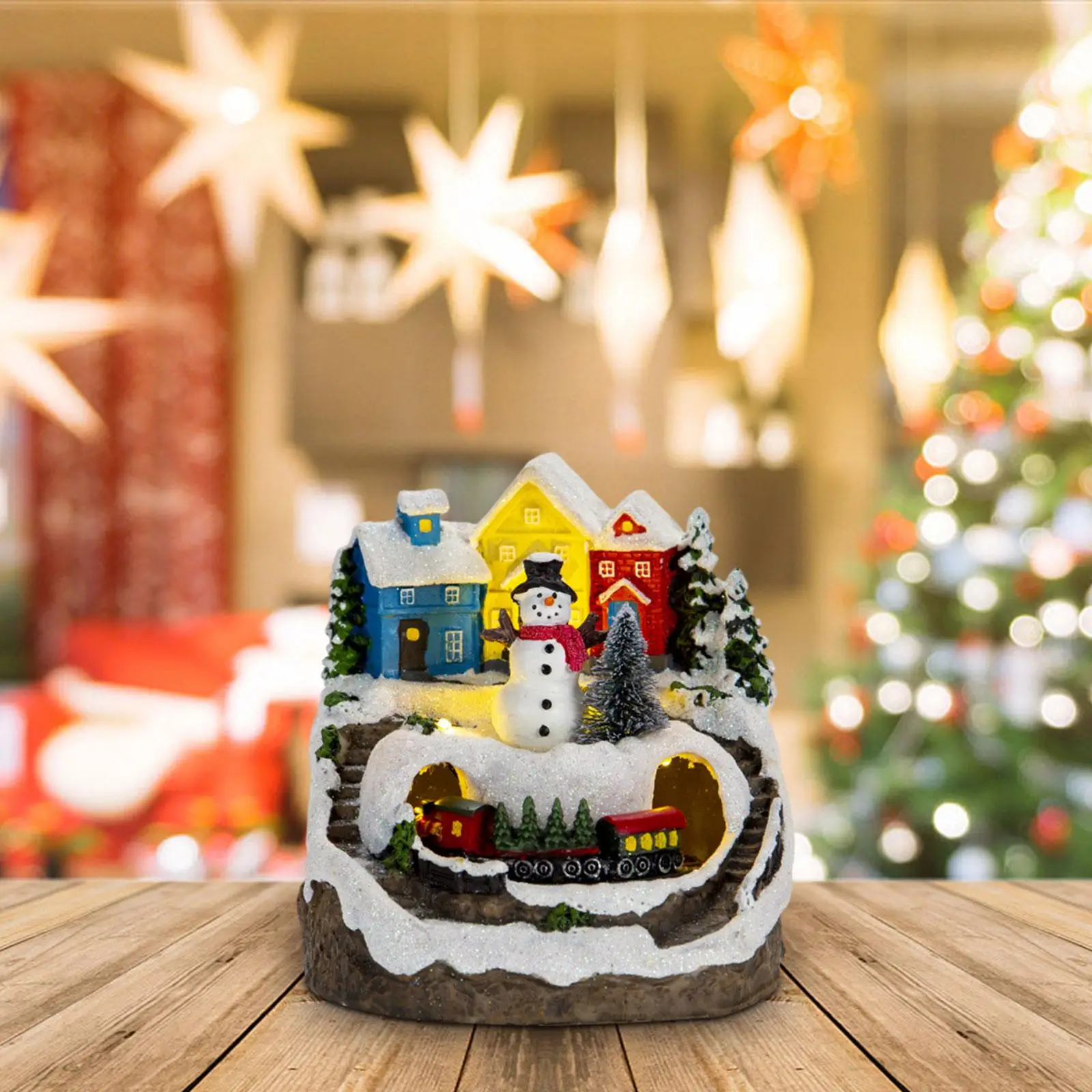 

Светодиодный освещенный Рождественский деревенский дом скульптура снеговика для офиса камина