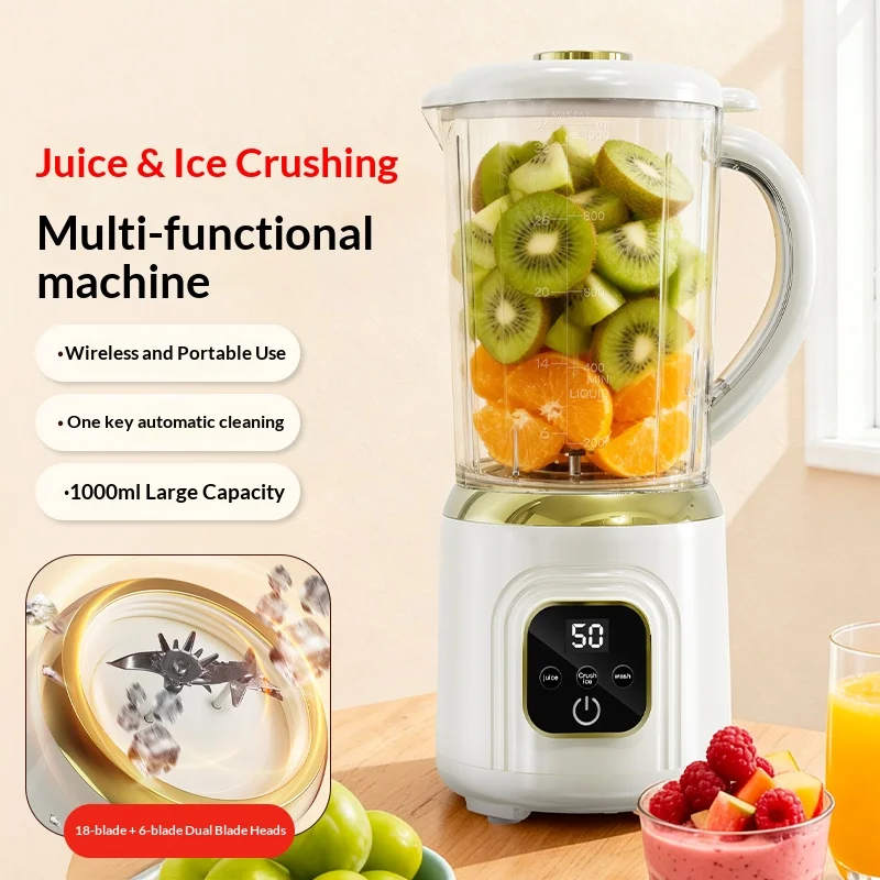 1000 ML Household Juicer Blender Ice Crusher Dual-blade digital display juicer USB Rechargeable Electric Fruit Juice Machine 1