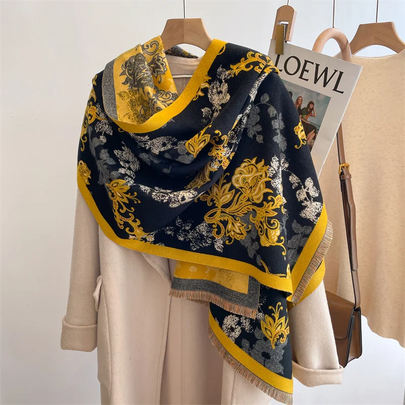 2022 Luxury Brand Cashmere Scarf for Women Fashion Warm Winter Blanket Thick Shawl Wrap Bandana Female Pashmina Bufanda Poncho 67