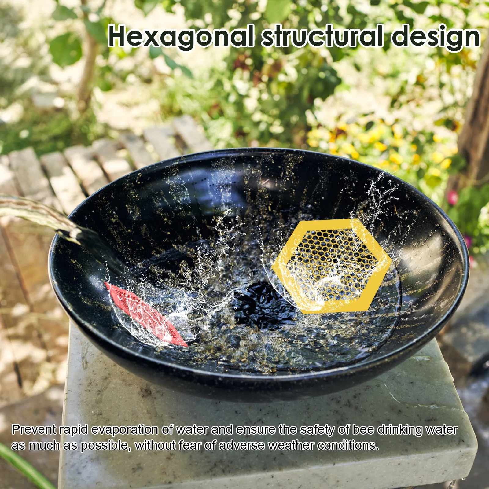 3 Pcs Floating Bee Island Waterer Acrylic Bee Waterer Colorful Watering Cups Hexagonal Structure Watering Station