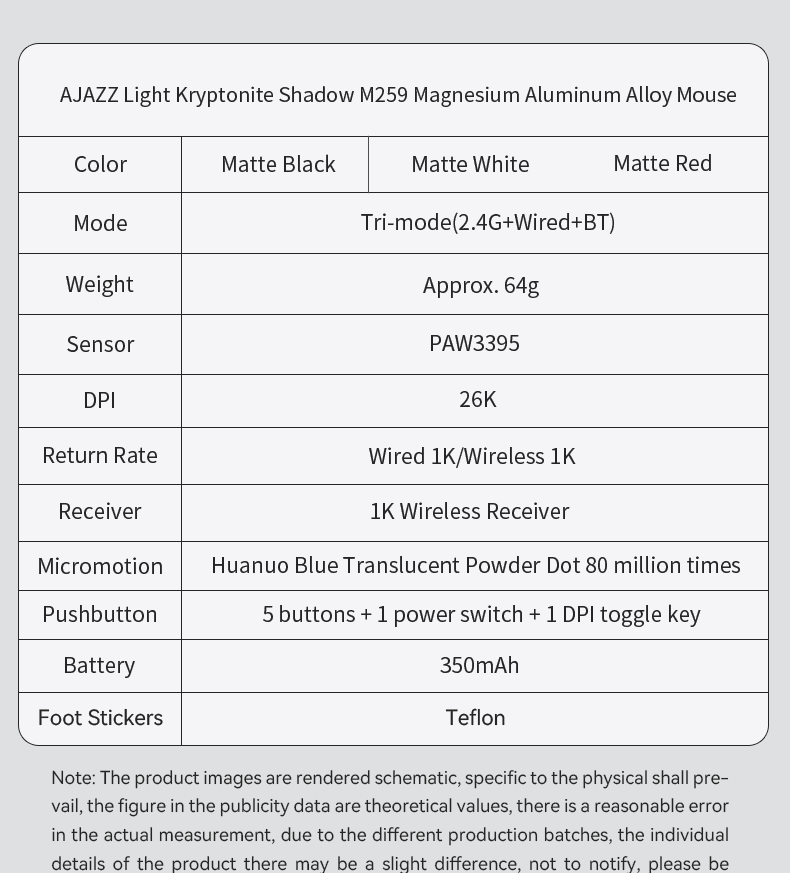 Ajazz M259 Bluetooth Mouse 2.4G Usb Wireless Mouse Three