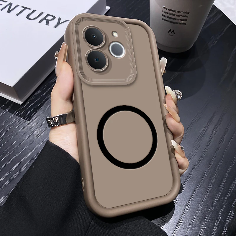 Candy Colored Soft Silicone Phone Case with Wireless Magnetic Ring Sticker