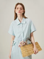 FSLE White Yellow Casual Workwear Two-piece Shirt Set 2024 Summer New Set Half Skirt For Women 24FS12384+24FS12385