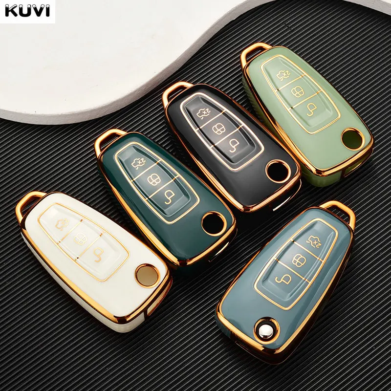 Fashion TPU Car Key Case Cover For Ford Ranger C-Max S-Max Focus Galaxy Mondeo Transit Tourneo Custom Auto Key Holder keychain key case,key case cover,car key shell,flip key fob shell,car key blocker,car key shielding box,faraday key fob protector